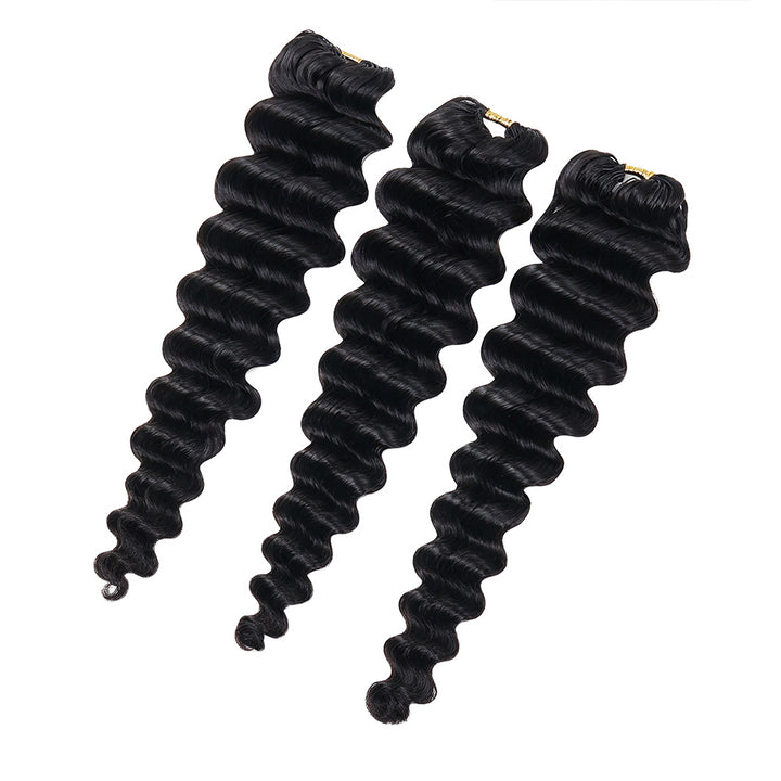 Human hair soft flowy deep wave crochet braids