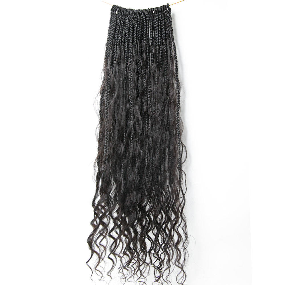 Pre-Looped  Crochet Mermaid Boho Box Braids With Loose Wave Human Hair