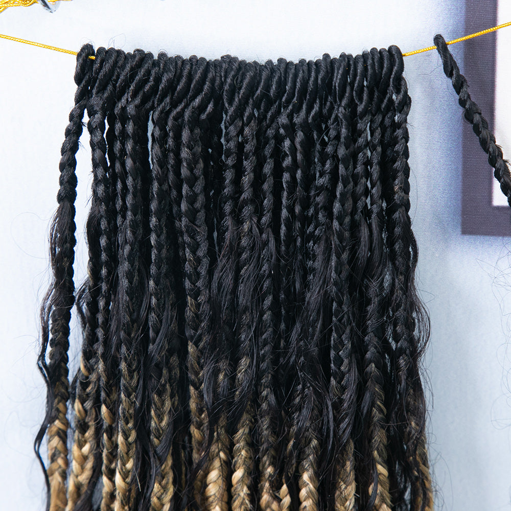 #S1B27/H27 Tresses au crochet style bohème avec boucles en cheveux humains 24 pouces 