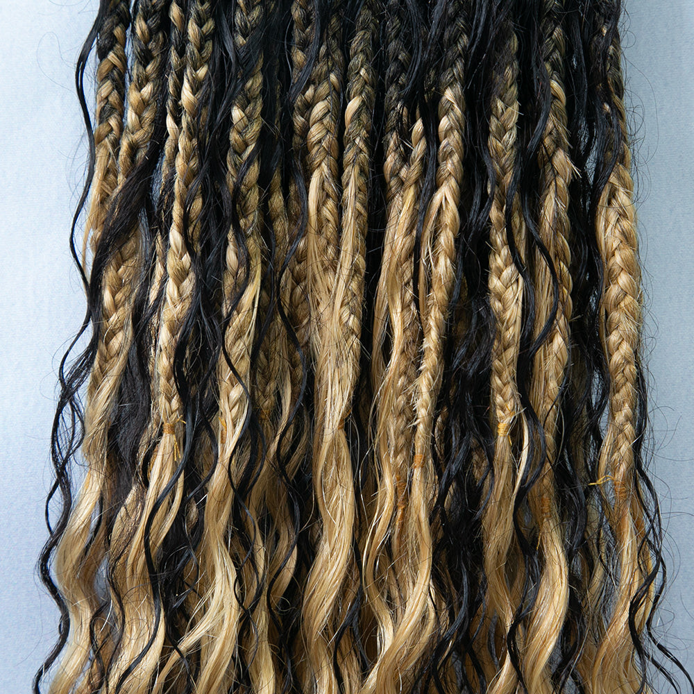 #S1B27/H27 Tresses au crochet style bohème avec boucles en cheveux humains 24 pouces 