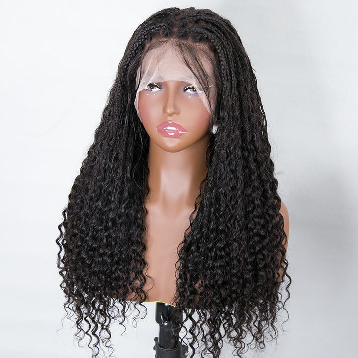 Transparent Lace Wig Human Hair Square Braided Wig With Baby Hair