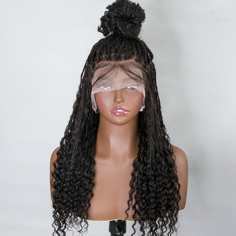 Transparent Lace Wig Human Hair Square Braided Wig With Baby Hair