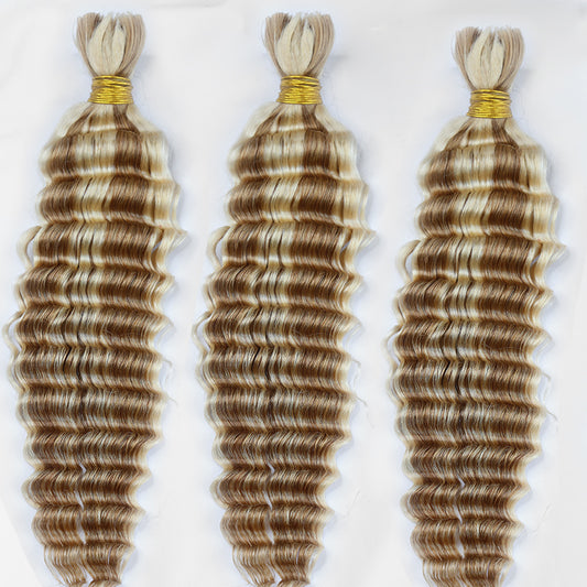 Bulk Human Hair For Braiding #D27/613 Deep Wave