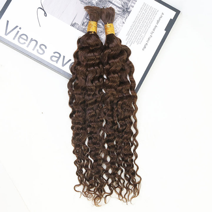 #4 Medium Brown Bulk Human Braiding Hair Water Wave