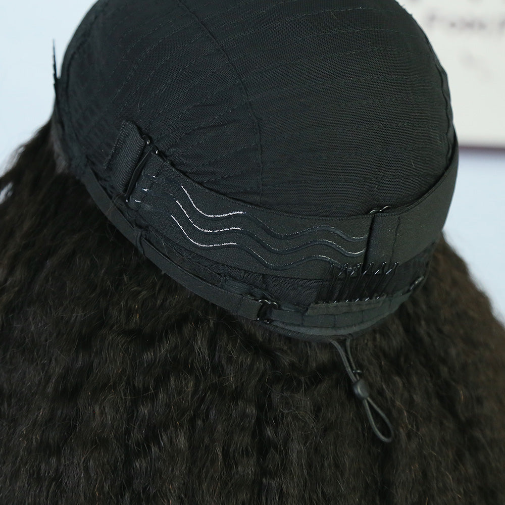 Kinky Straight 3/4 Half Wig Drawstring Flip Over Human Hair Wig6