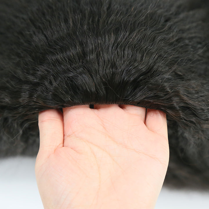 Kinky Straight 3/4 Half Wig Drawstring Flip Over Human Hair Wig7