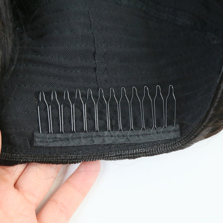 Kinky Straight 3/4 Half Wig Drawstring Flip Over Human Hair Wig8