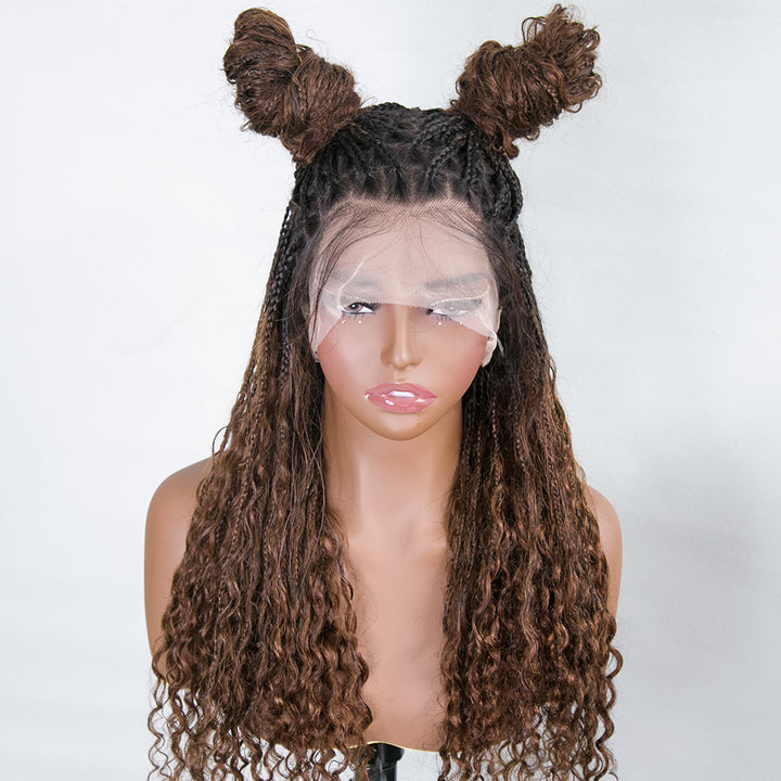 NC/4 Color Transparent Lace Human Hair Braided Wig With Baby Hair