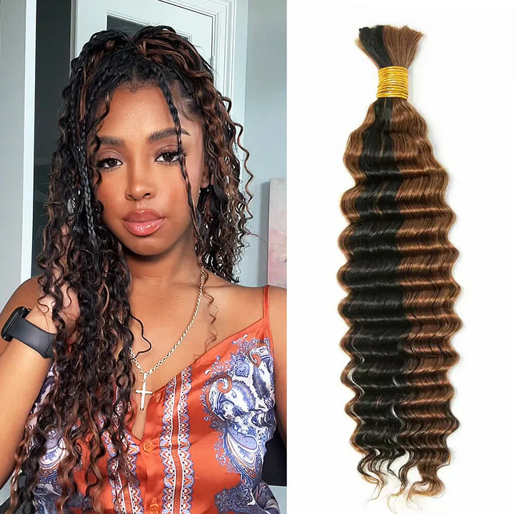 Bulk Human Hair For Braiding #Natural/30 Deep Wave