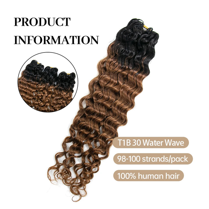 Ombre #T1B/30 Water Wave EAYON Lightweight Crochet Human Hair 
