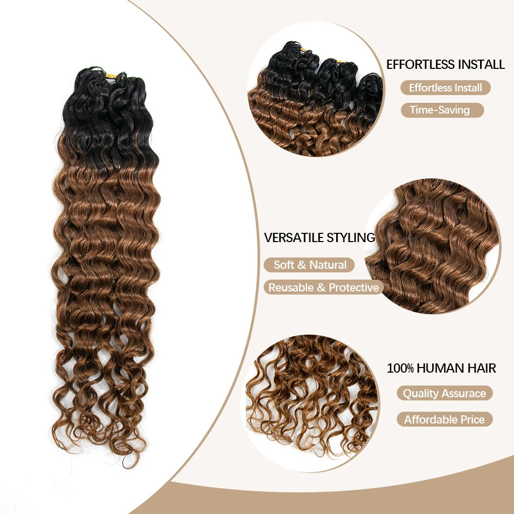 Ombre #T1B/30 Water Wave EAYON Lightweight Crochet Human Hair 
