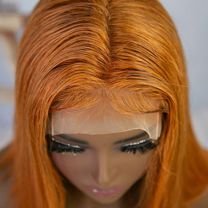 #Orange Straight 13x4 T PART bob wigs for black women