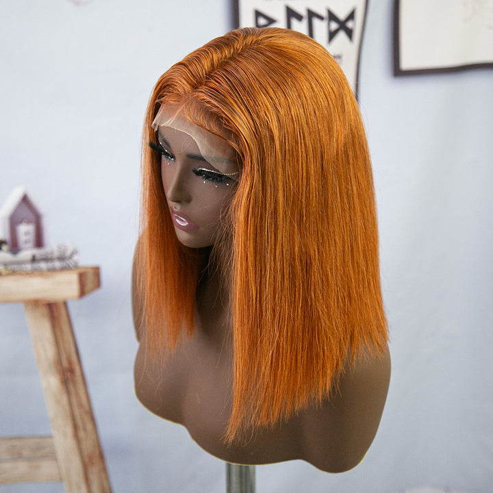 #Orange Straight 13x4 T PART human hair bob wigs​
