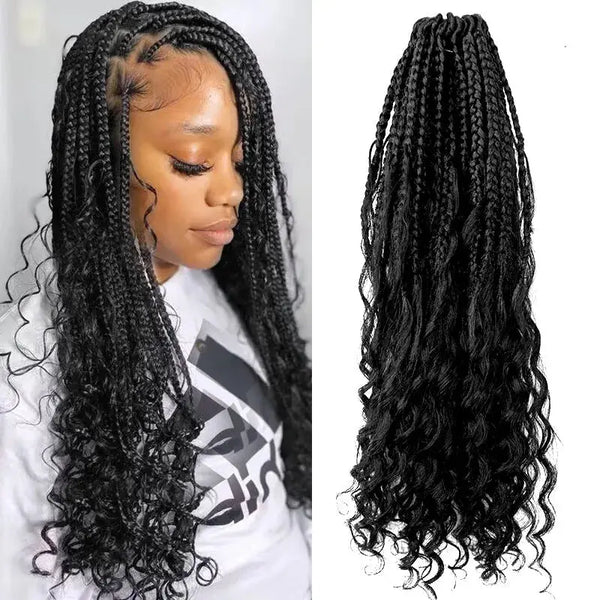 Pre-Looped Crochet Box Braids Human Hair Curls 14 Inch  display picture 1