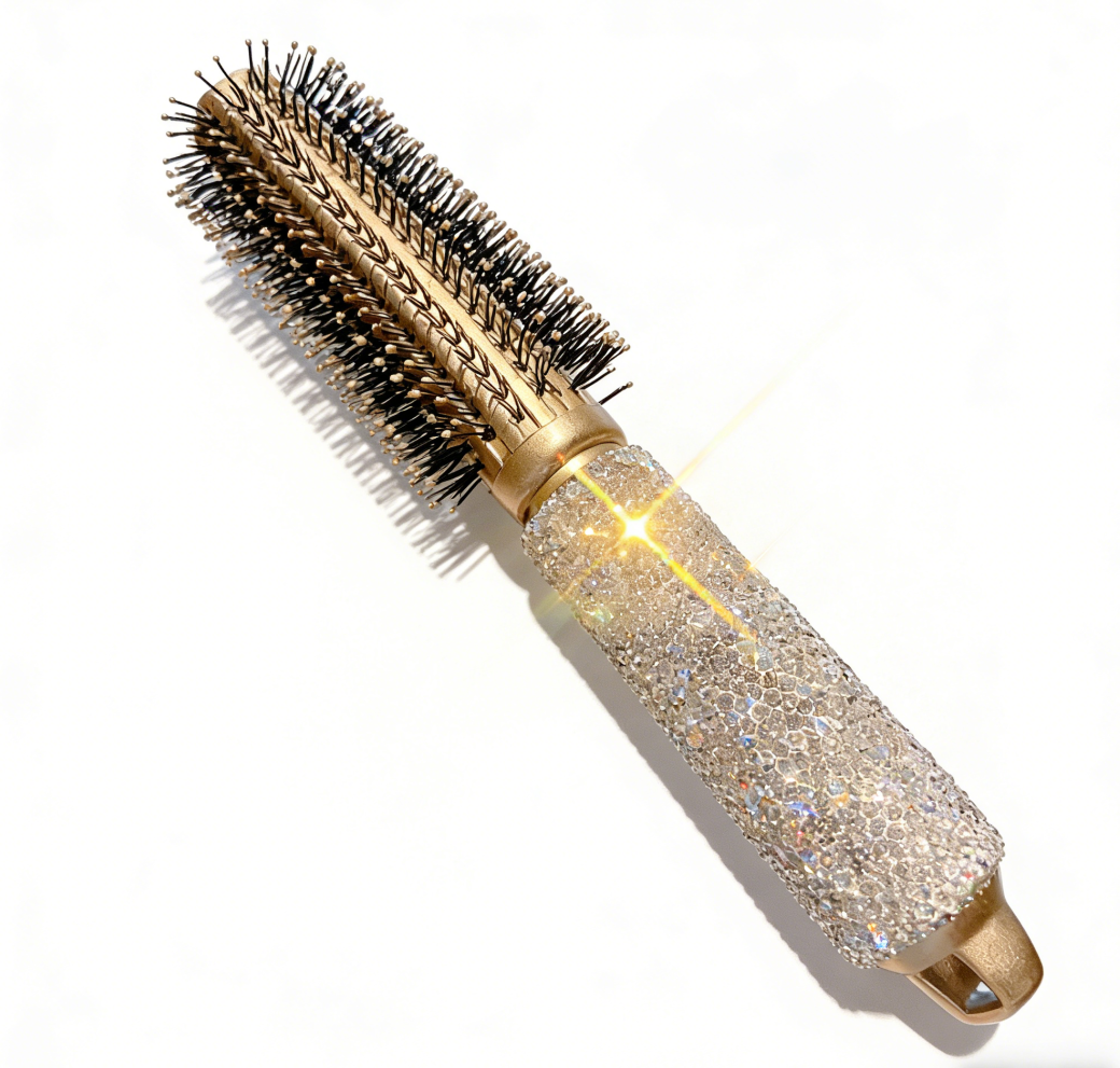 Round Hair Brush with Bling Crystal