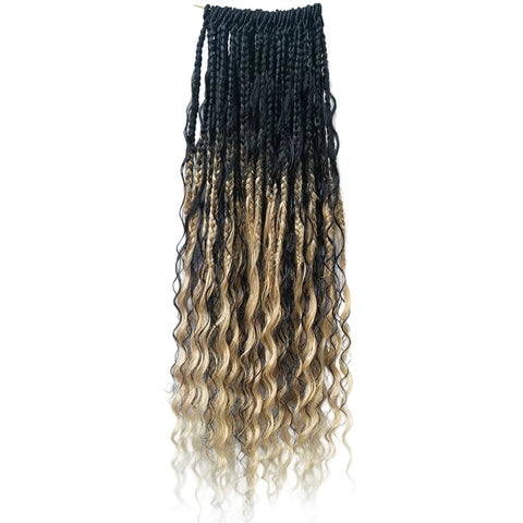 Braidページ SNC27/H27 Crochet Boho Box Braids With Human Hair Curls 18 Inch