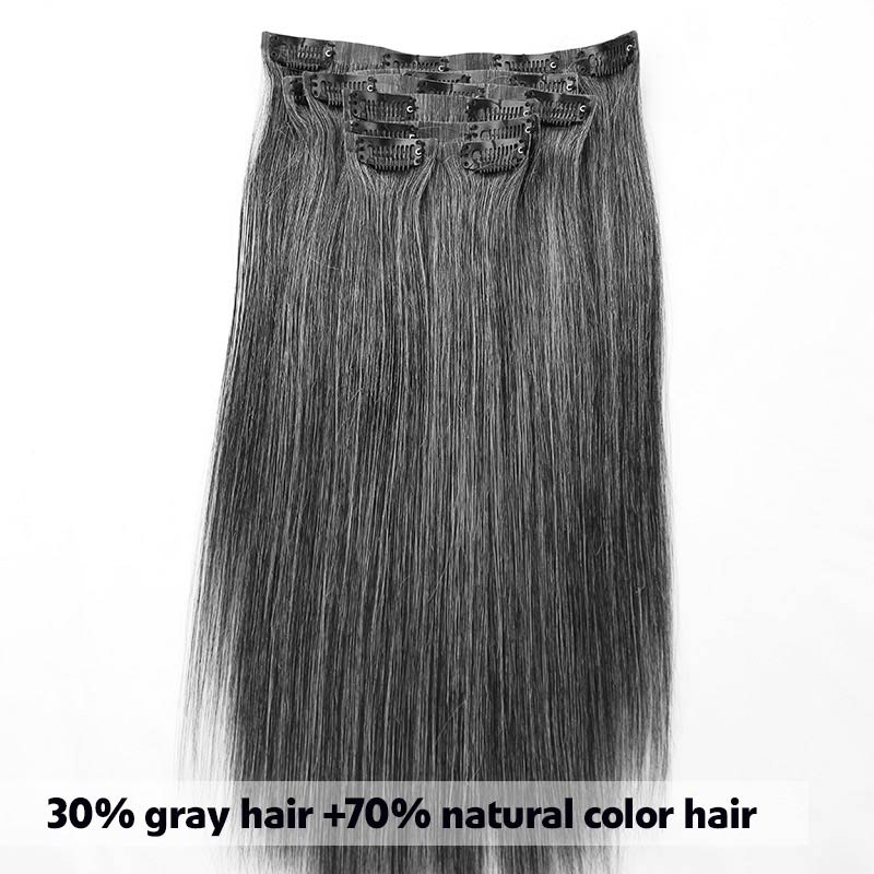 Salt & Pepper Seamless Clip Hair Extensions1