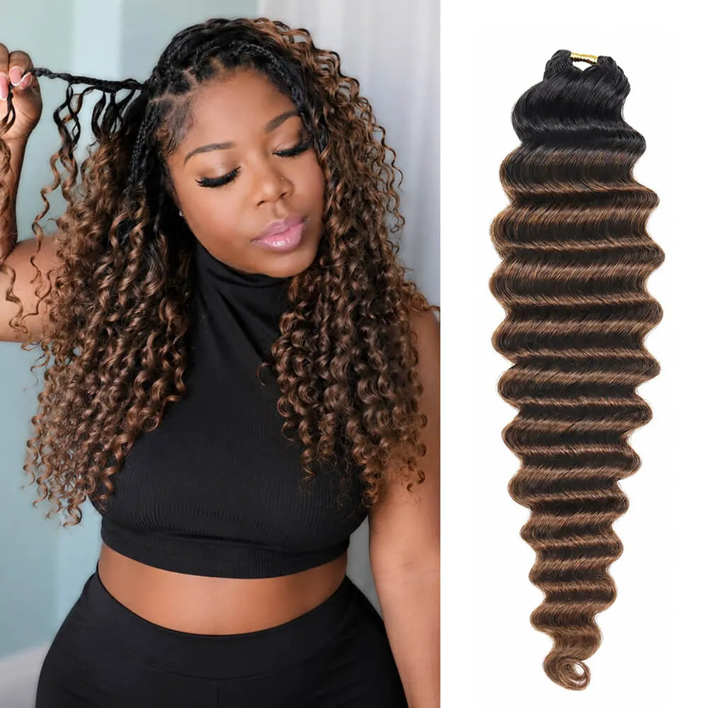 T1B/30 Deep Wave Crochet Human Hair Extensions2