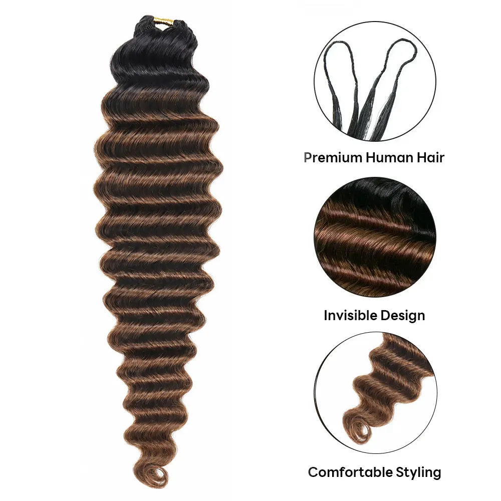 T1B/30 Deep Wave Crochet Human Hair Extensions3