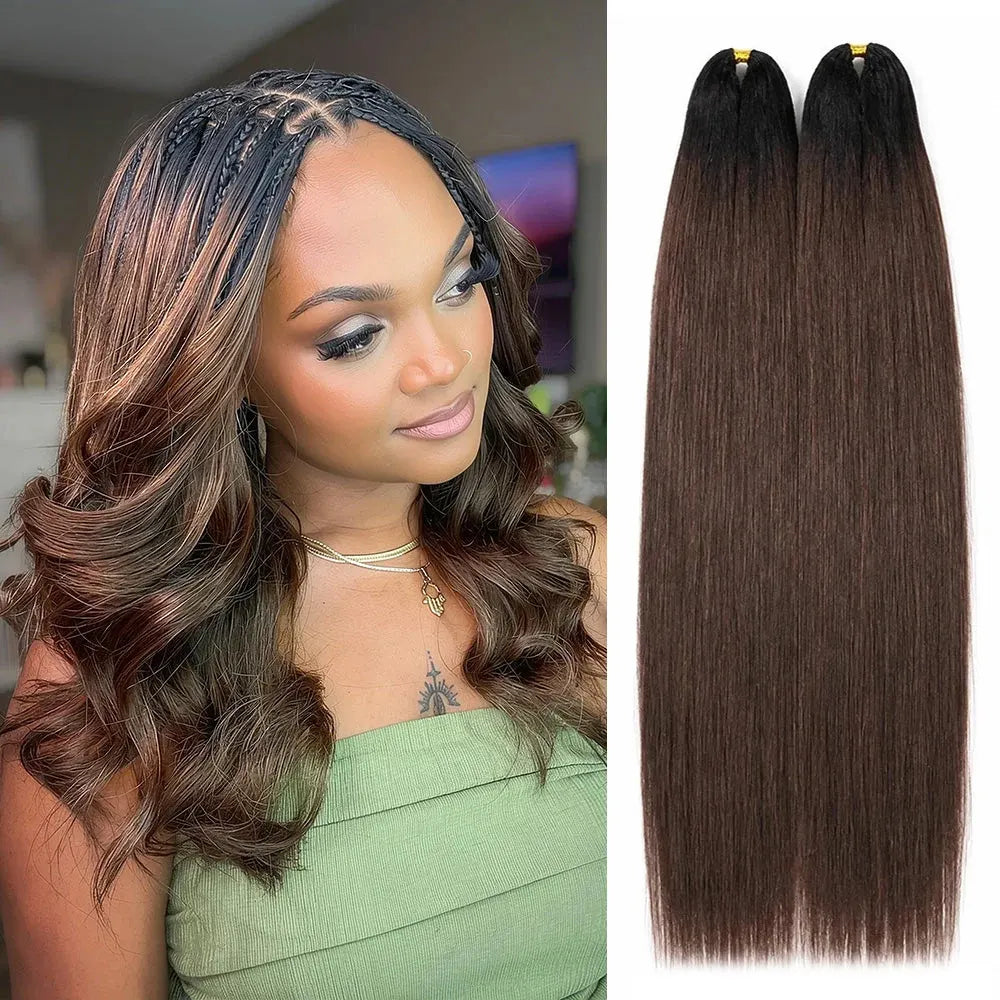 T1B/4 two-tone yaki straight crochet human hair
