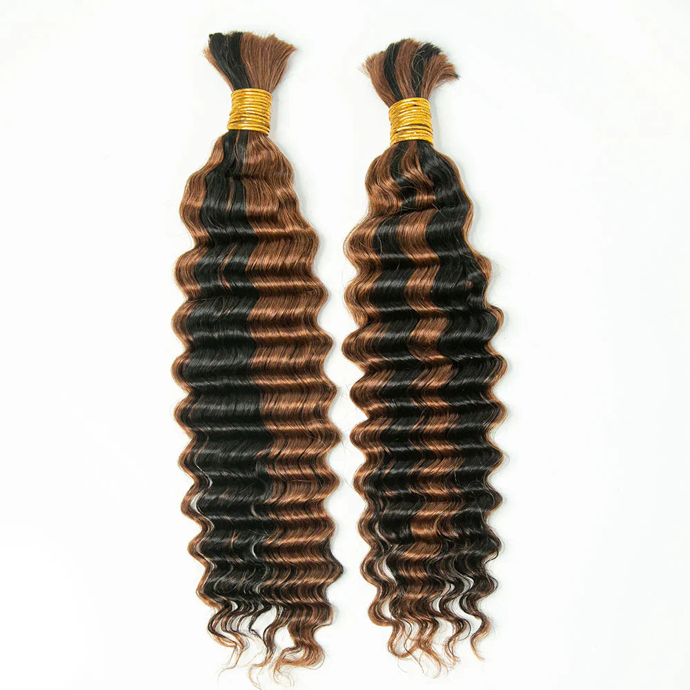 Bulk Human Hair For Braiding #Natural/30 Deep Wave