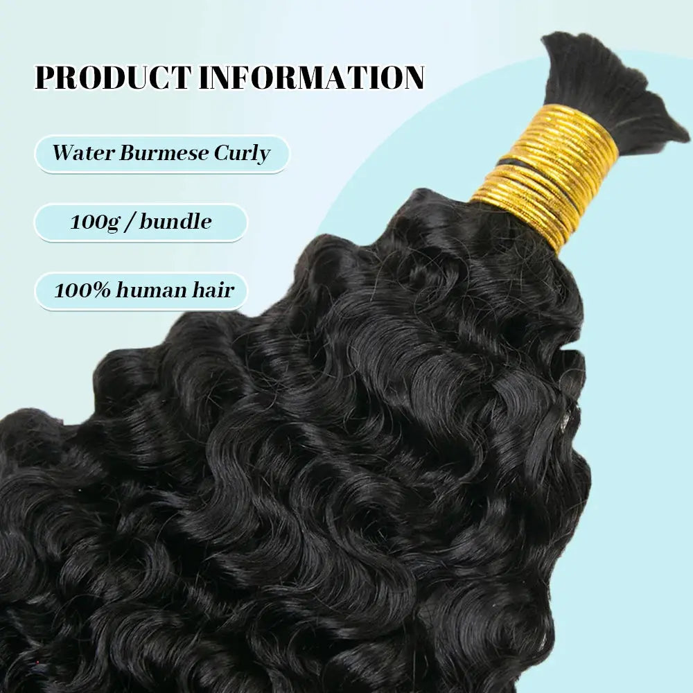 Water Burmese Curly Bulk Human Hair For Braiding Eayonhair