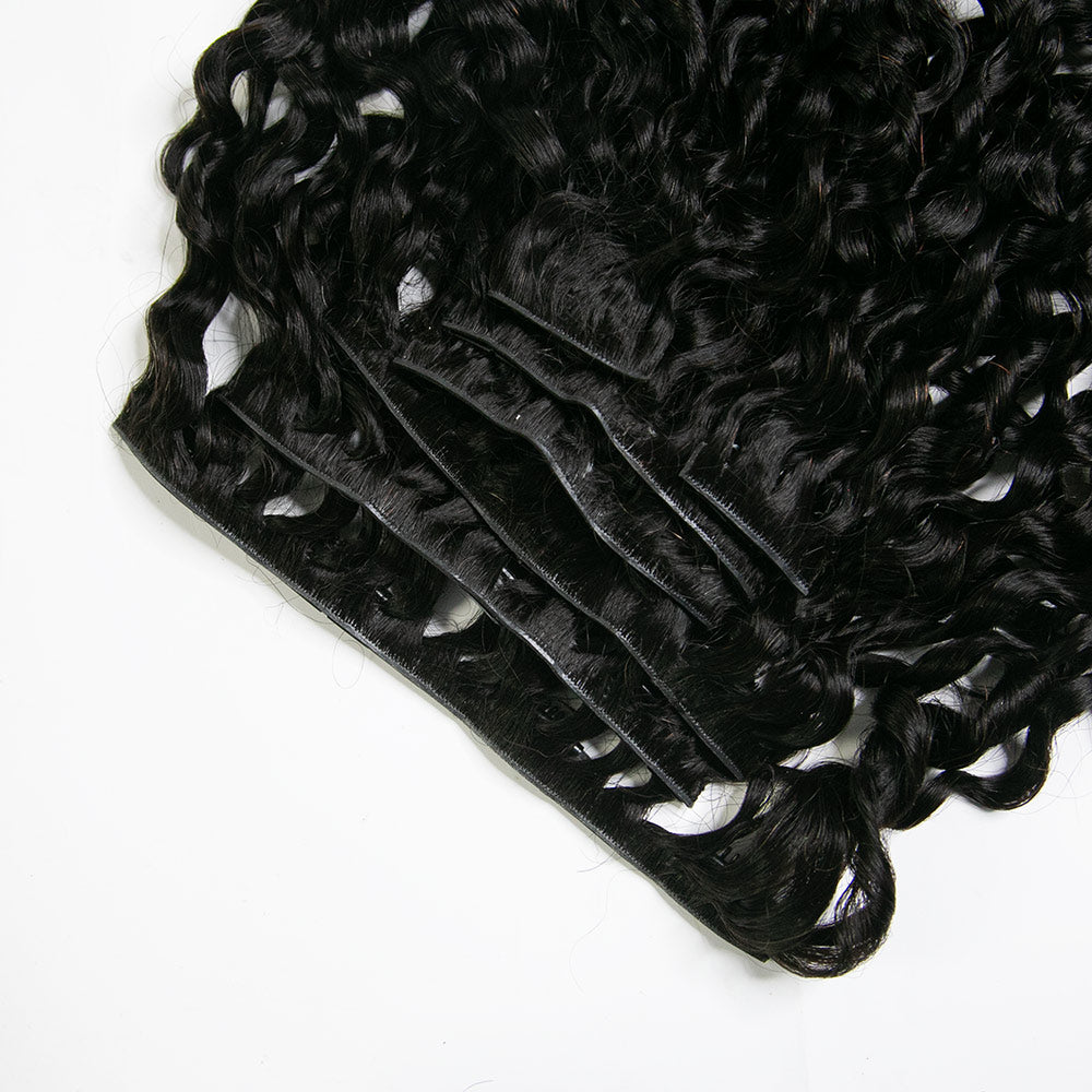 Water Burmese Curly clip ins invisible human hair