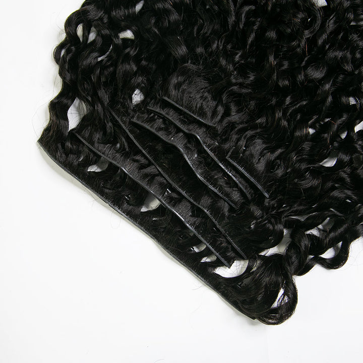 Water Burmese Curly clip ins invisible human hair