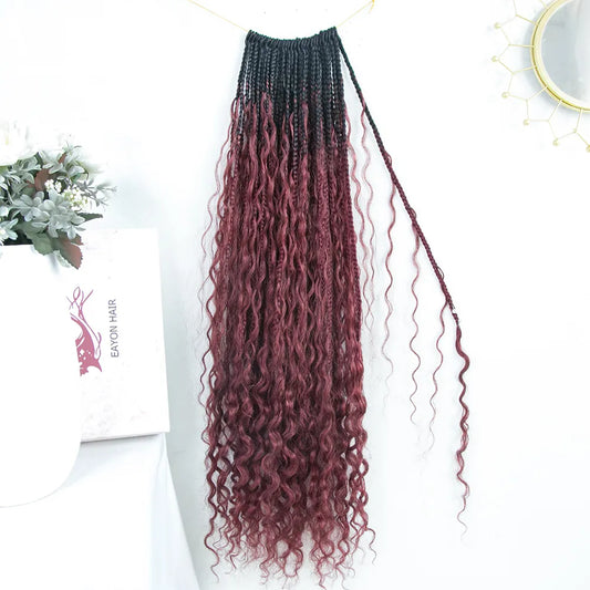 EAYON 1B/99J/BURGUNDY Color Crochet Boho Box Braids  24 Inch