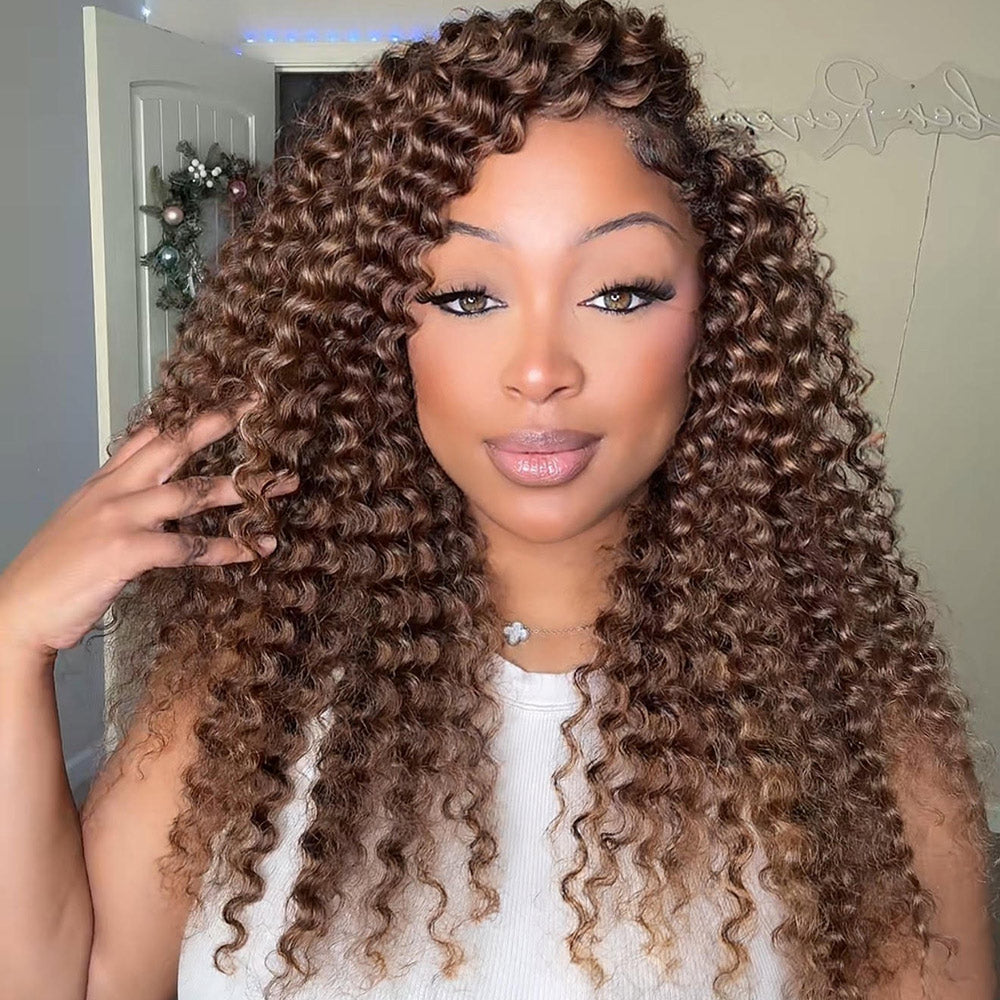 EAYON Lightweight Blend 4/27/30 Deep Wave Crochet Human Hair