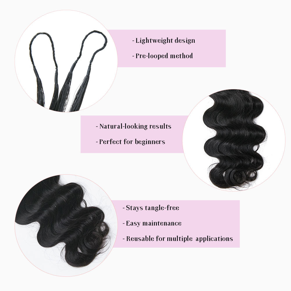 EAYON Lightweight Body Wave Crochet Human Hair Extension