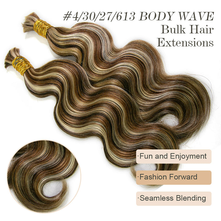 body wave blend colored bulk human braiding hair