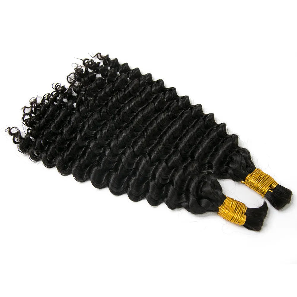 Double Drawn Bulk Human Braiding Hair Spanish Curly