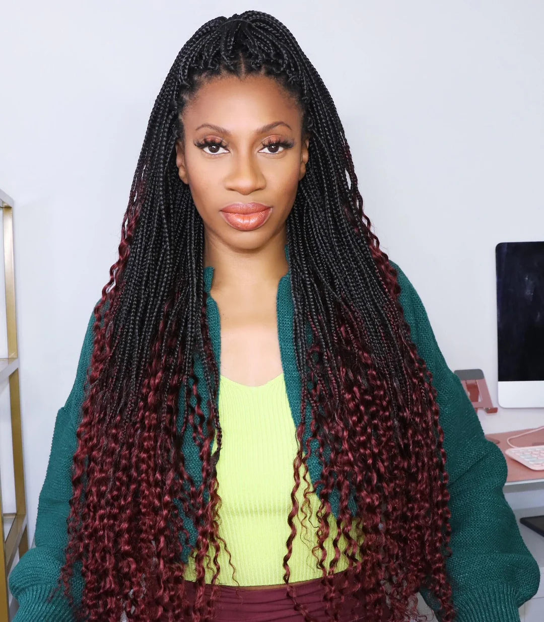 Ombre burgundy goddess locs crochet hair