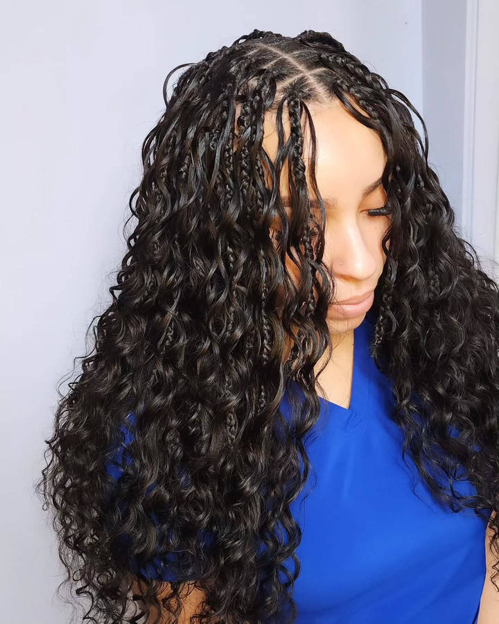 boho knotless braids with curls