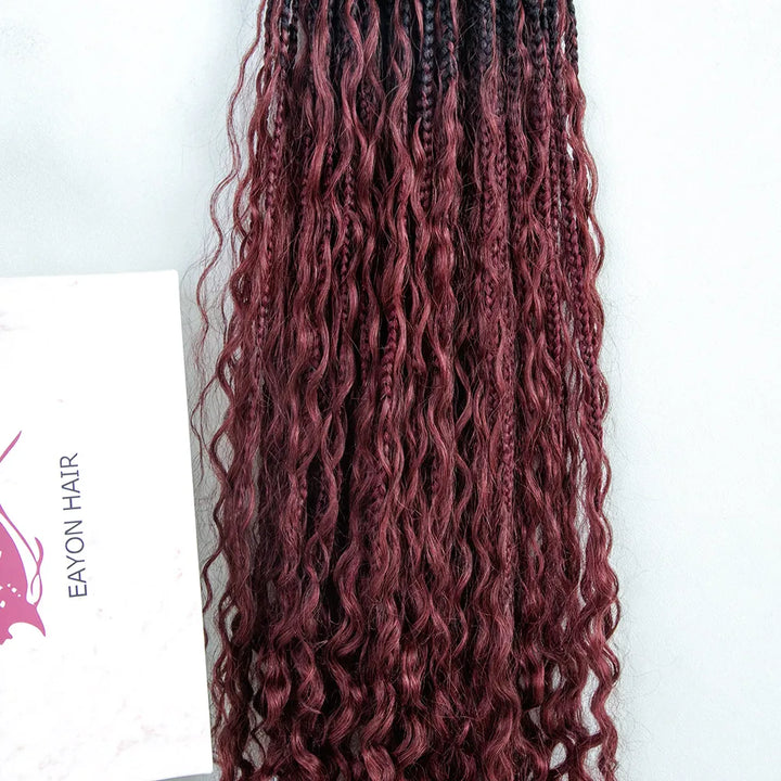 EAYON 1B/99J/BURGUNDY Color Crochet Boho Box Braids  24 Inch