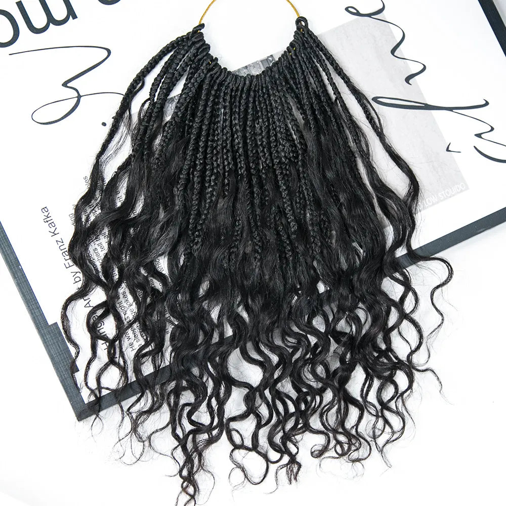 10 Inches Shorter Crochet Boho Box Braids Human Hair Curls