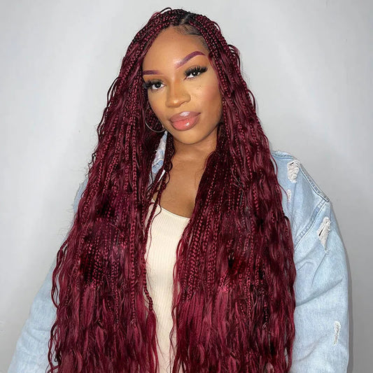 Bulk Human Hair For Braiding Blend #99j/Burgundy Loose Deep Wave