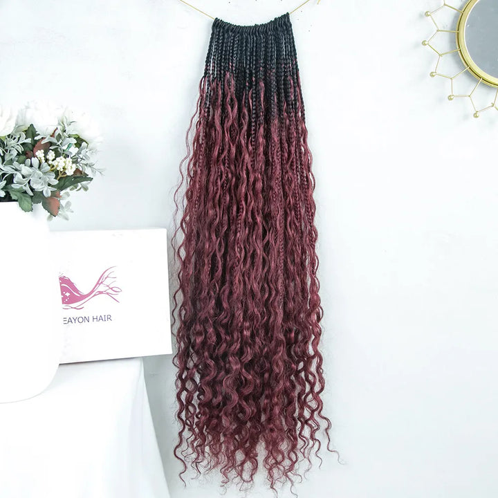 EAYON 1B/99J/BURGUNDY Color Crochet Boho Box Braids  24 Inch