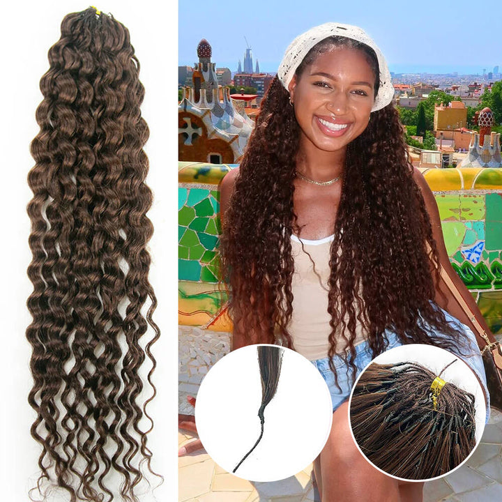 #4 Brown Water Wave EAYON Lightweight Crochet Human Hair