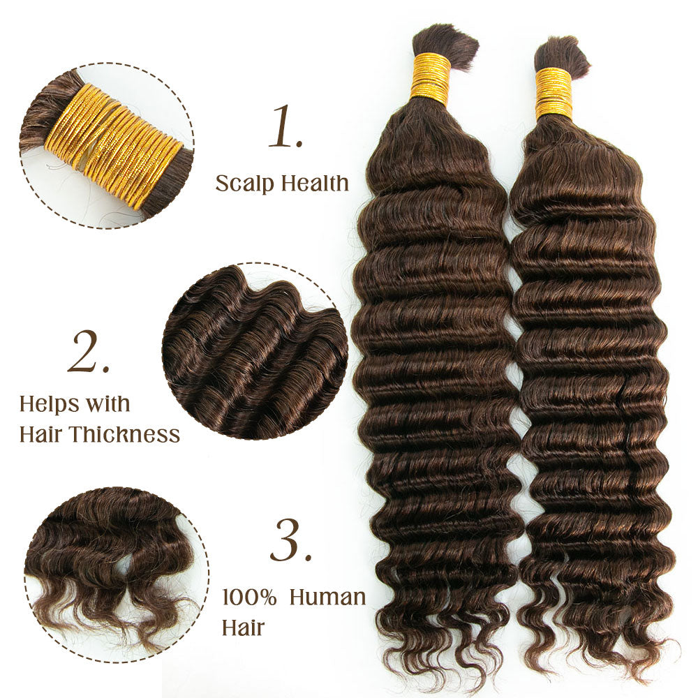 Bulk Human Hair For Braiding #4 Deep Wave