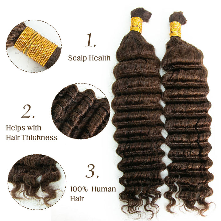 Bulk Human Hair For Braiding #4 Deep Wave