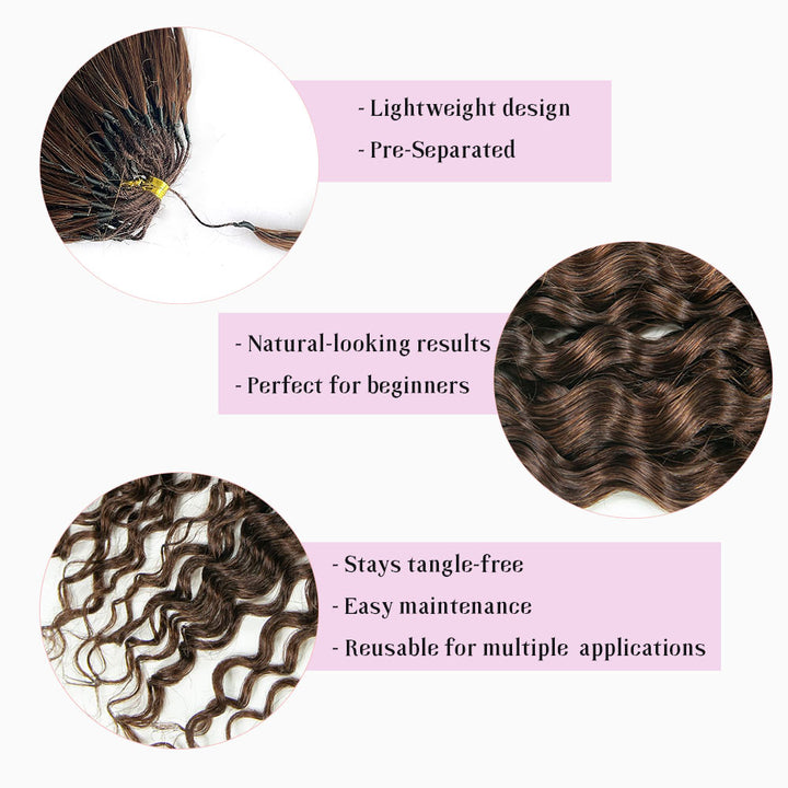 #4 Brown Water Wave EAYON Lightweight Crochet Human Hair