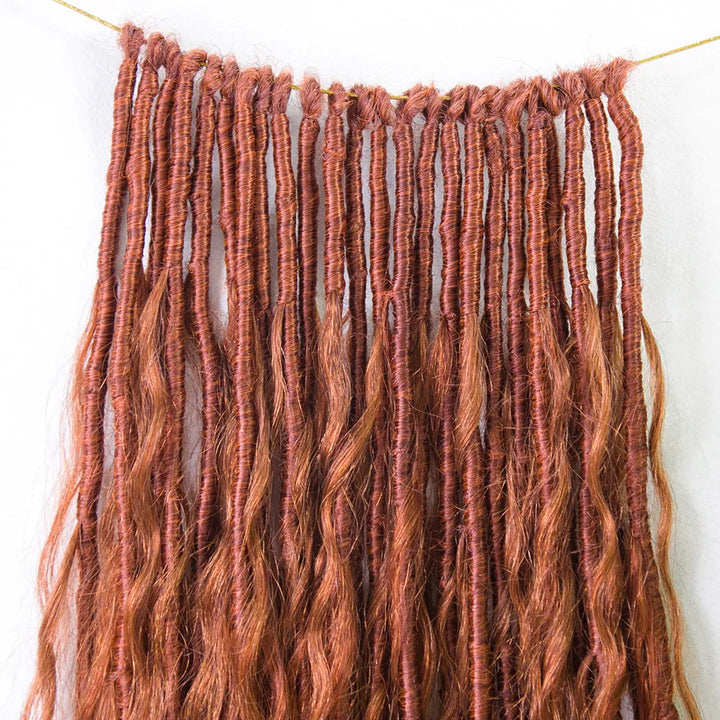 EAYON #350 Ginger Color Crochet Boho Locs With Human Hair Curls