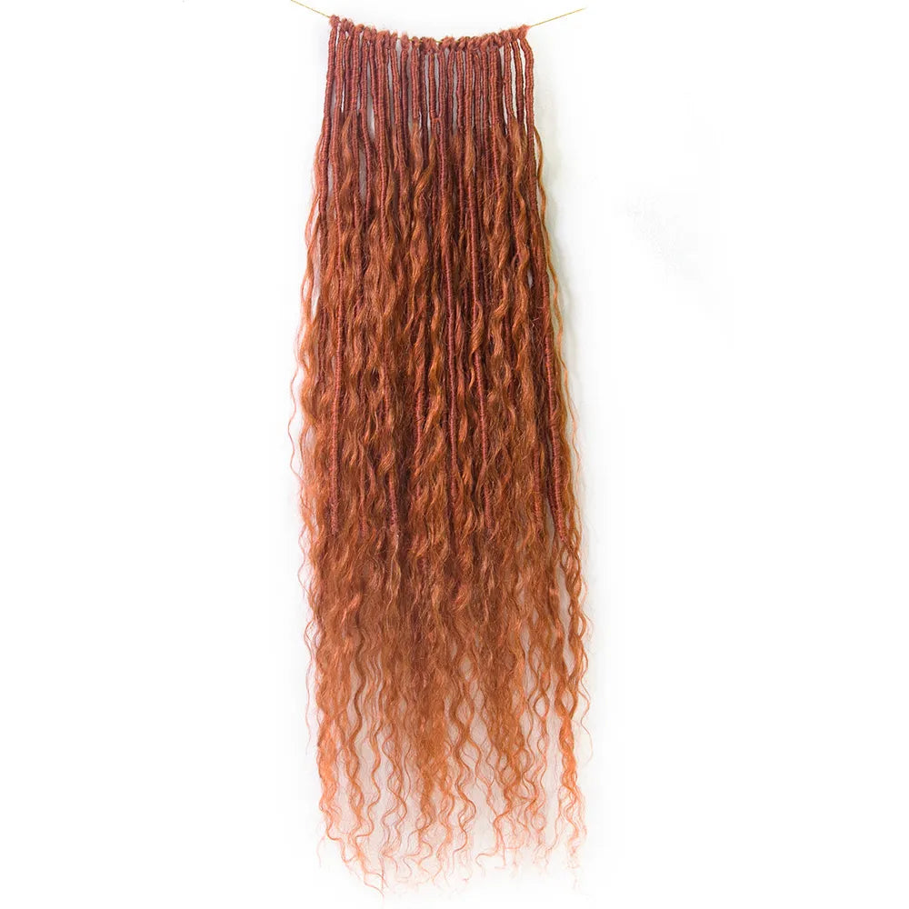 EAYON #350 Ginger Color Crochet Boho Locs With Human Hair Curls