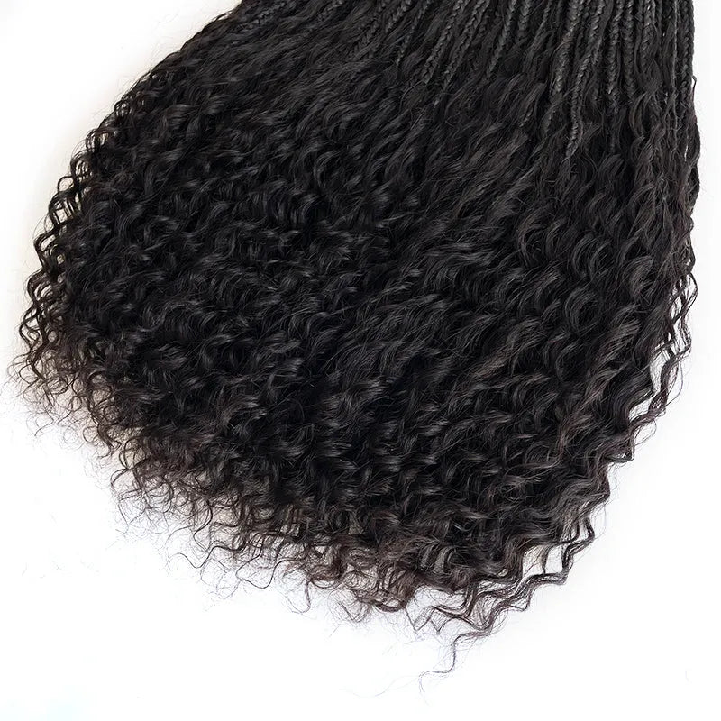 Pre-Looped Crochet Boho Box Braids Human Hair Curls 18 Inch