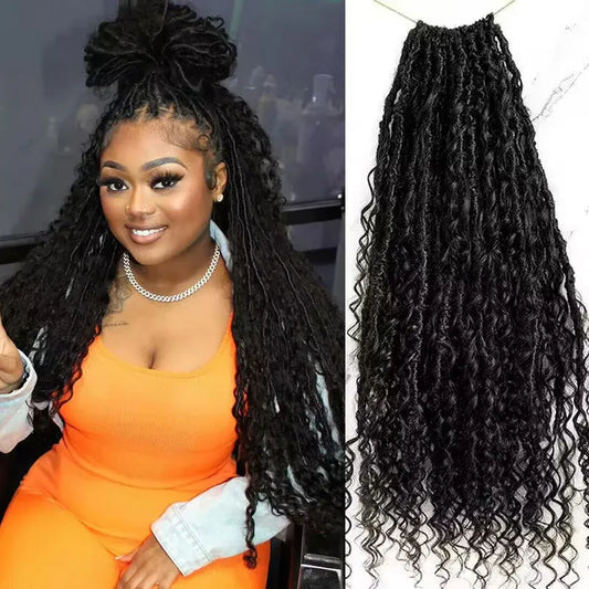 EAYON Save-Time Boho Faux Locs Crochet With Human Hair Ends