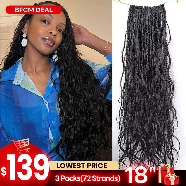 EAYON Boho Locs Crochet Hair avec boucles de cheveux humains ondulés 