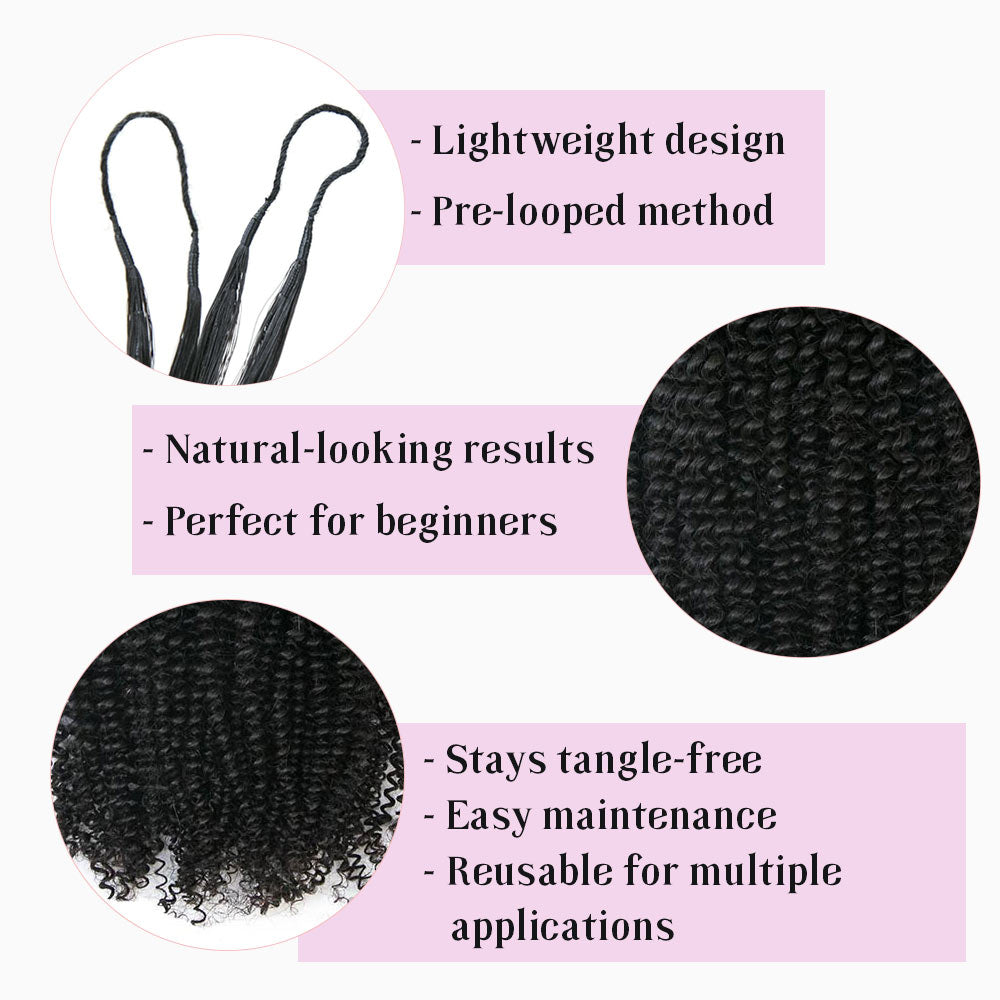 EAYON Lightweight Afro Kinky Curly Crochet Human Hair Extension