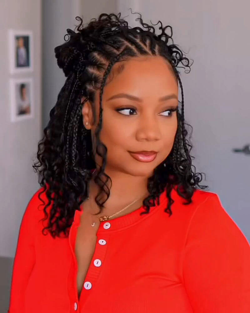 10 Inches Shorter Crochet Boho Box Braids Human Hair Curls